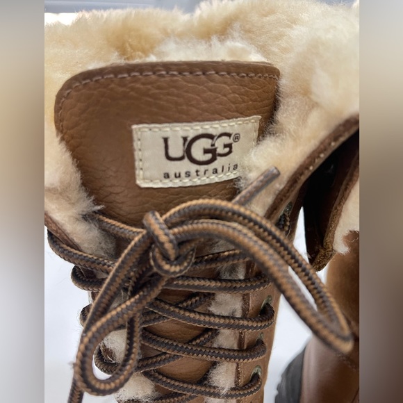 UGG ADIRONDACK TALL SUEDE & LEATHER & SHEARLING TIE UP BOOTS NWOT - Picture 9 of 10